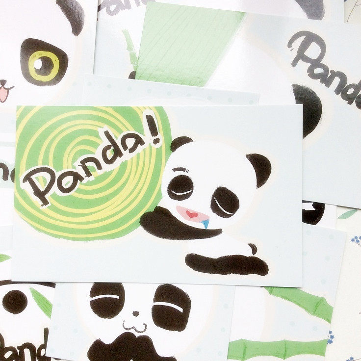 熊猫明信片 创意特色成都卡片 熊猫萌萌哒手绘明信片卡片一套10张