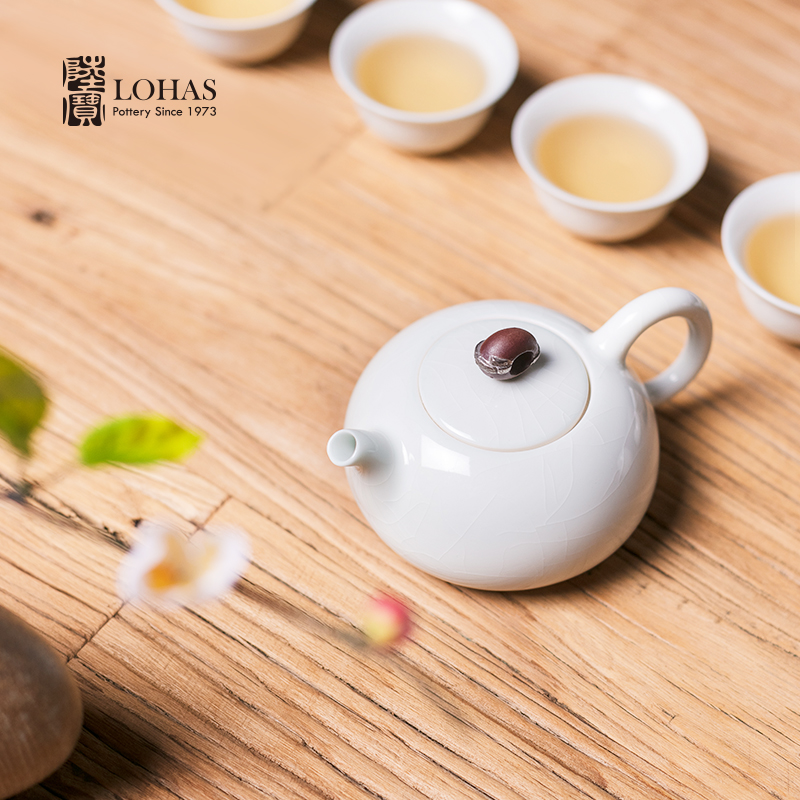 Lupao ceramic tea set kunfu tea set a pot of six cups of tea caddy fixings celadon ice cracked filter tea spring stone