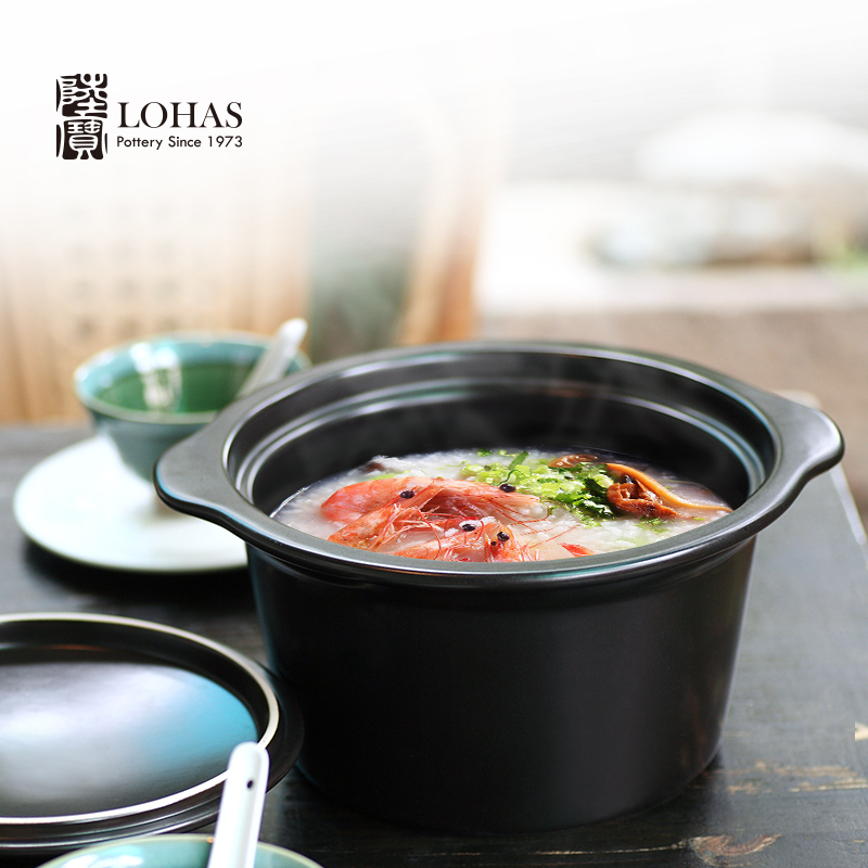 Taiwan lupao earthenware pot stewed soup pot round ears healthy high - temperature ceramic casserole stew stewed bird 's nest