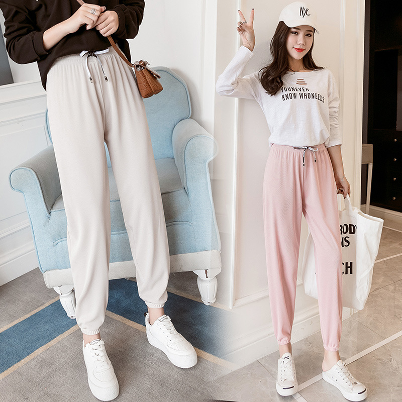 Spring Summer New Ice Pants Comfort Loose Casual Pants Han Edition 100 Hitch Student Sports Pants Footrest Slim Kharen Pants