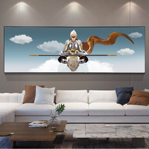 Fighting wins Buddha mural living room decoration painting Qi Tian Dai Sheng Wall painting Light luxury atmosphere bedroom bedside Sun Wukong hanging painting