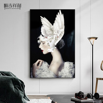 Modern light luxury entry porch decorative painting feather figure dining room bedroom hanging painting Nordic style living room aisle mural