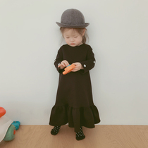 imakokoni original childrens clothing pure black sleeveless dress Japanese air layer vest dress girl girl 0107