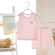 Baby toddler vest shorts set pure cotton men and women baby summer ultra-thin sleeveless base childrens summer clothes