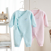 Newborn clothes pure cotton 0-3 6 months baby jumpsuit warm baby Haiyi spring and autumn and winter monk clothes padded