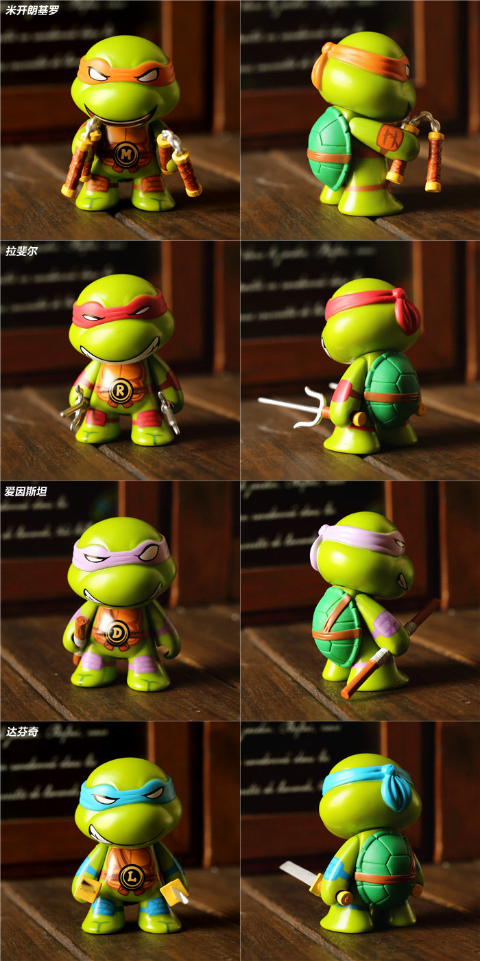 玩悦计划 网红款超萌q版忍者神龟人偶模型蛋糕摆件套装汽车内饰