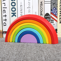 Early childhood education colorful rainbow bridge stacked blocks 0-1-3 years old boys and girls puzzle wooden toys