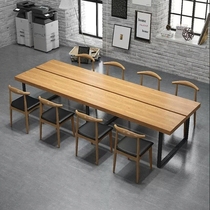 Solid Wood Industrial Wind Conference Table Long Table Modern Minima Desk Strip Large Table Loft Negotiation Table And Chairs Combination