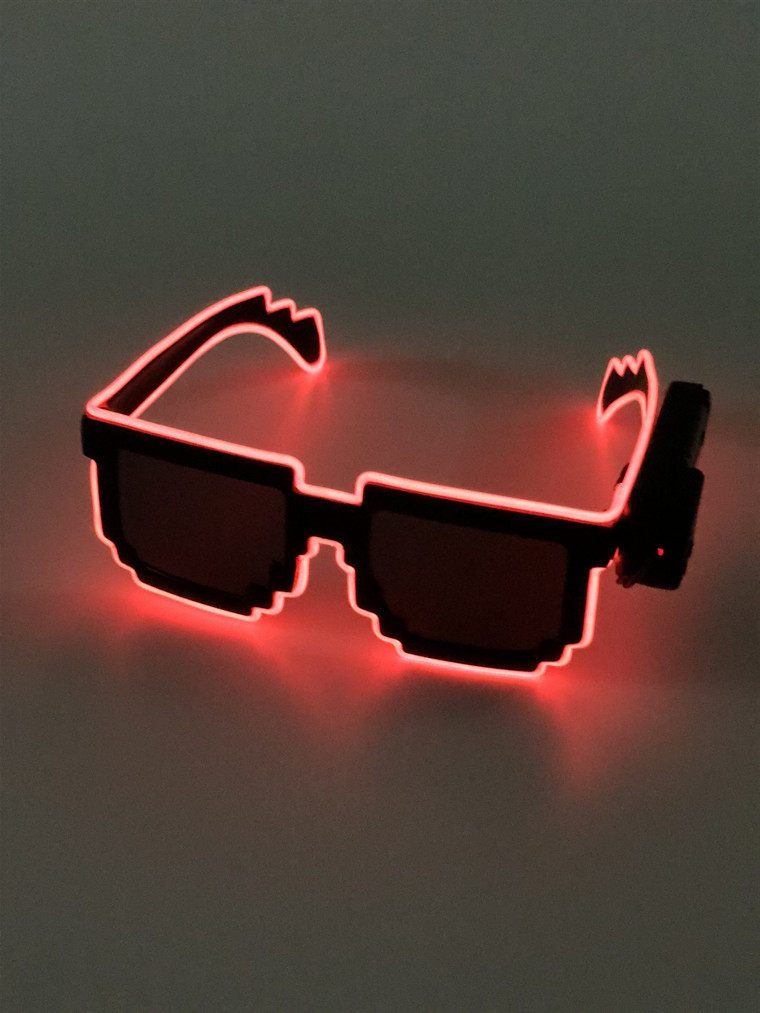 包邮el发光眼镜无线马赛克墨镜万圣节狂欢夜酒吧蹦迪派对气氛道具