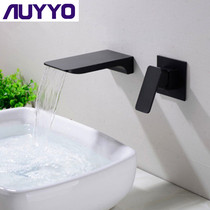 German AUYYO All copper dark wall waterfall faucet Black hot and cold toilet basin faucet