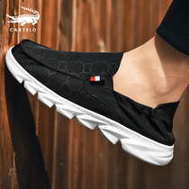 Crocodile old Beijing cloth shoes men's spring and autumn soft bottom one pedal casual shoes 2021 new autumn men's canvas shoes