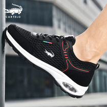 Crocodile Net Face Sneaker Male Dad Genuine Leather Travel Shoes Summer Breathable Thin mens shoes 100 hitch for men casual shoes