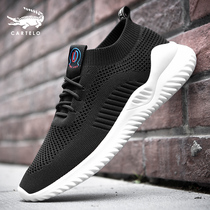 Crocodile mens shoes summer breathable thin section flying woven mesh shoes 2021 new summer shoes mens fashion shoes sports and leisure