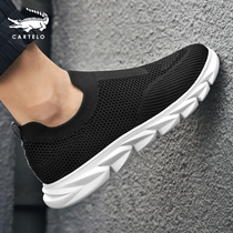 Crocodile mens shoes summer breathable flying woven mesh casual shoes Autumn shoes mens thin lightweight mens sports running shoes