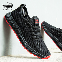 Crocodile mens shoes summer mesh shoes mens breathable thin mesh shoes Wild mesh trendy shoes Mens hollow sneakers