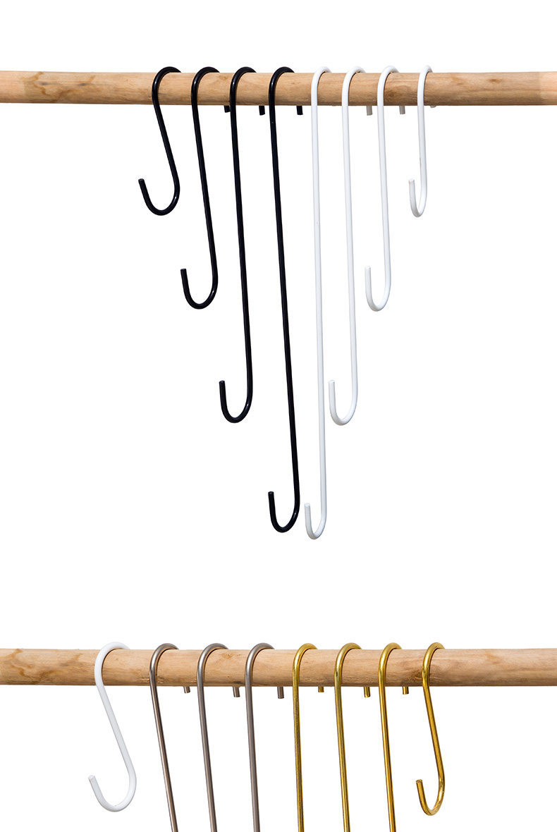 服装店s钩金色勾子挂衣服衣架挂钩s型不锈钢钩子加长衣钩裤勾挂勾