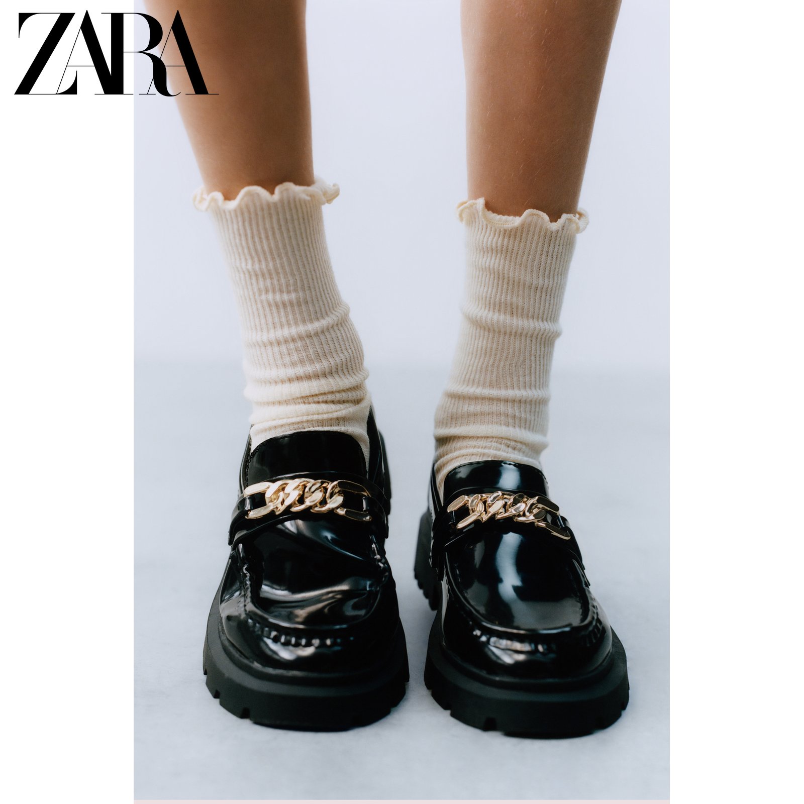 ZARA new children's clothing triple talaq lace long socks 4934748802-Taobao