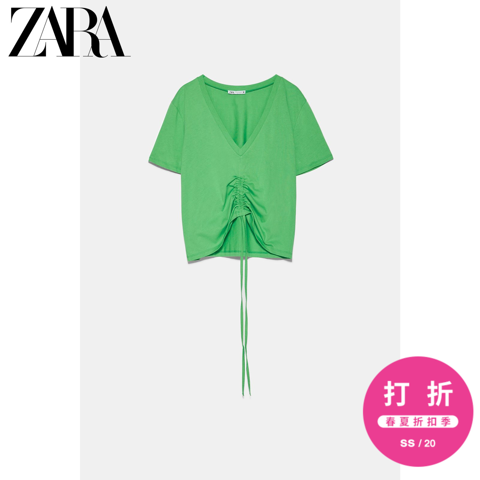 ZARA 女装 褶皱 T 恤 00858032500,降价幅度40.4%