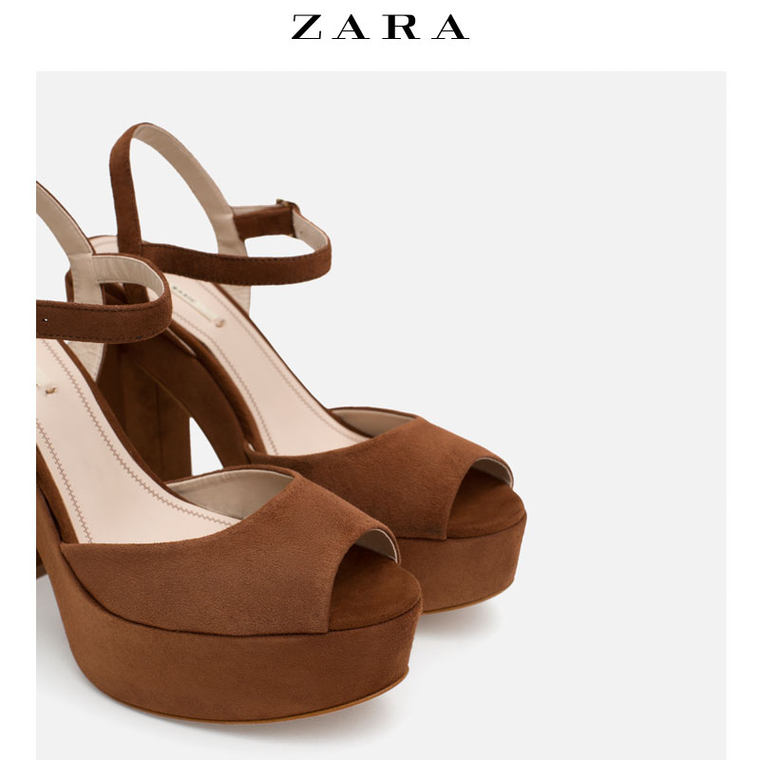 ZARA 女鞋 真皮防水台高跟凉鞋 16616001113