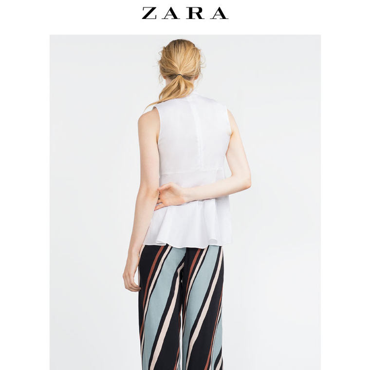 ZARA 女装 拼接长坂上衣 07642873250