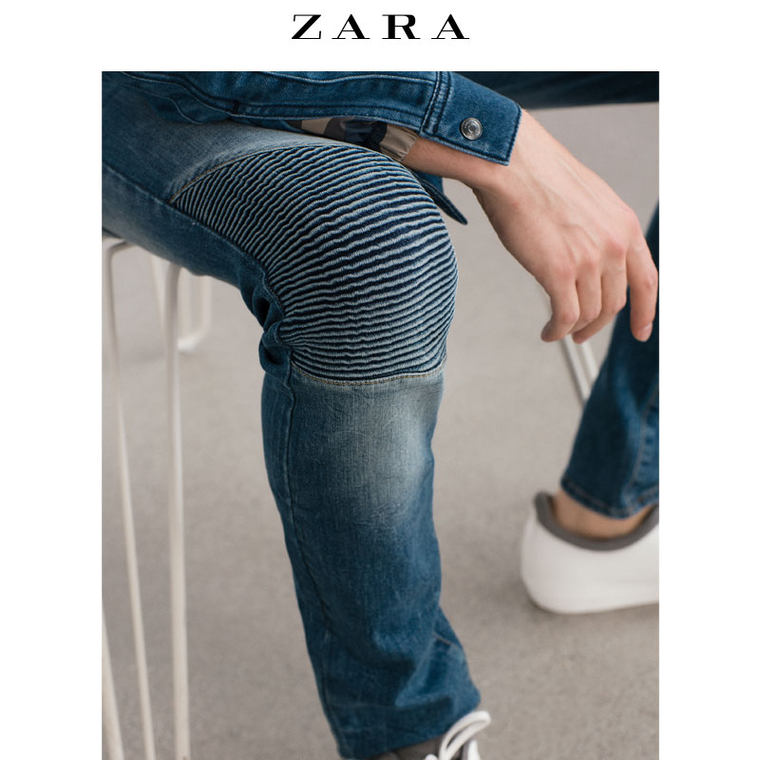ZARA 男装 衬垫膝部装饰牛仔裤 00905304407