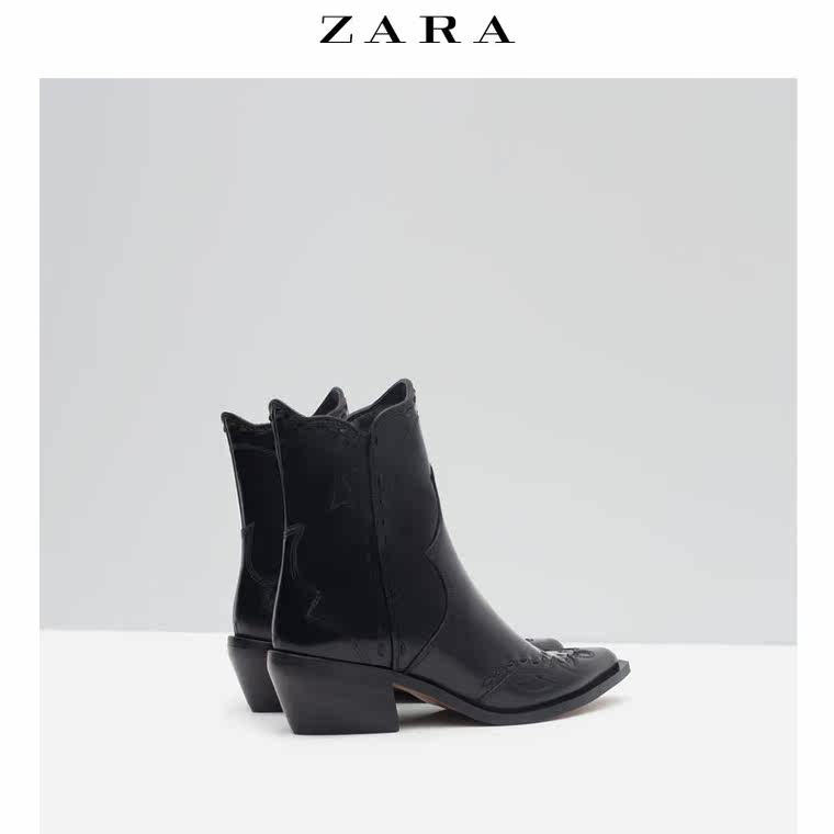 ZARA 女鞋 平跟牛仔及踝皮靴 15162001040