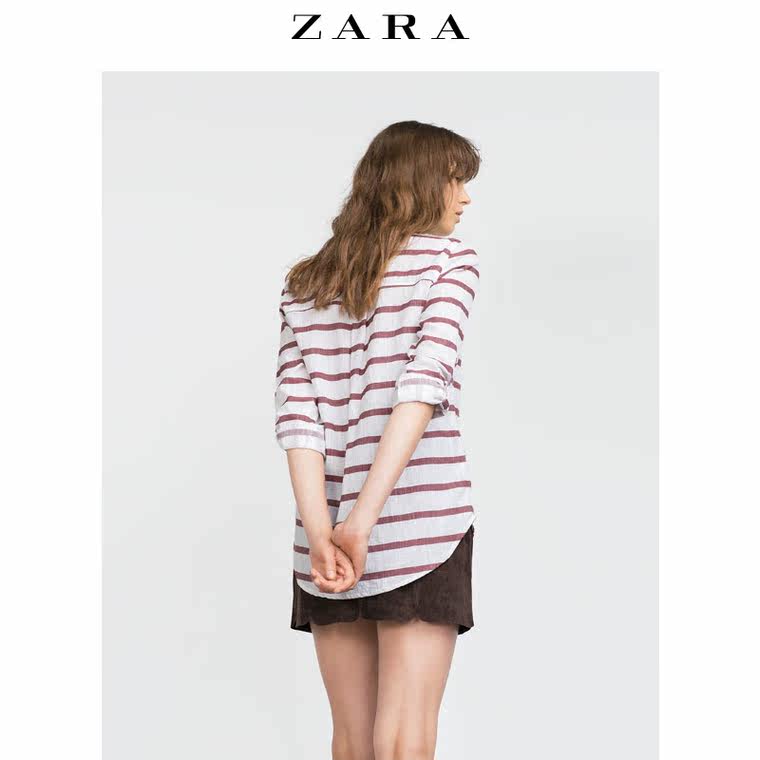 ZARA 女装 条纹衬衫 01821221068