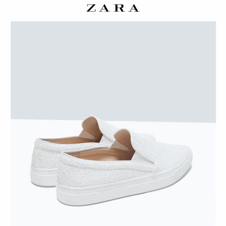 ZARA 女鞋 亮光尖头橡胶底帆布鞋 15630001001