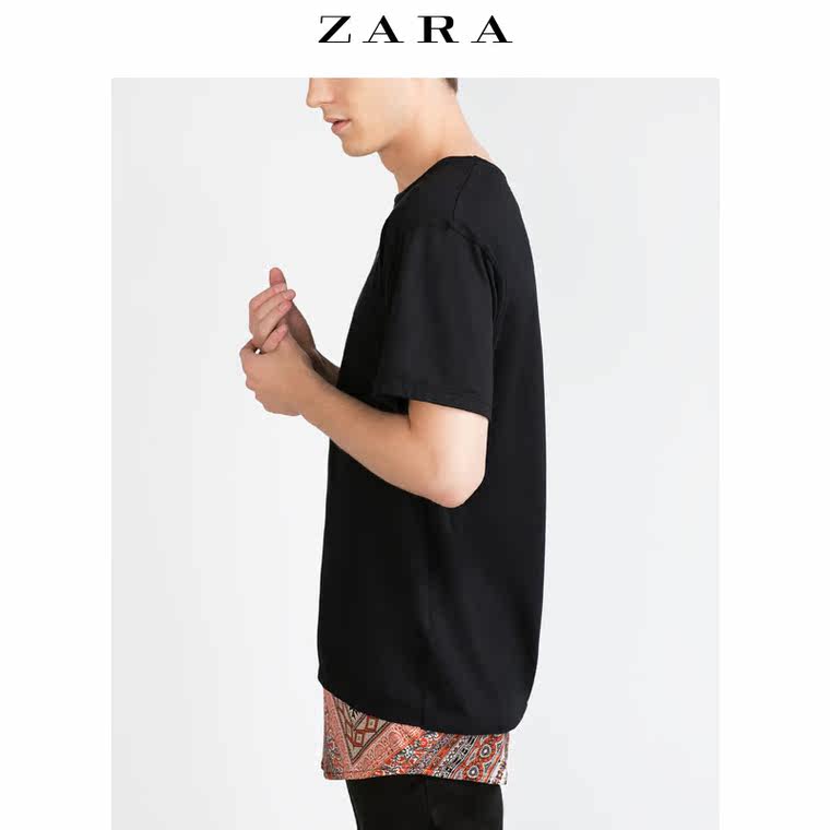 ZARA 男装 印花下摆 T 恤 01259307800