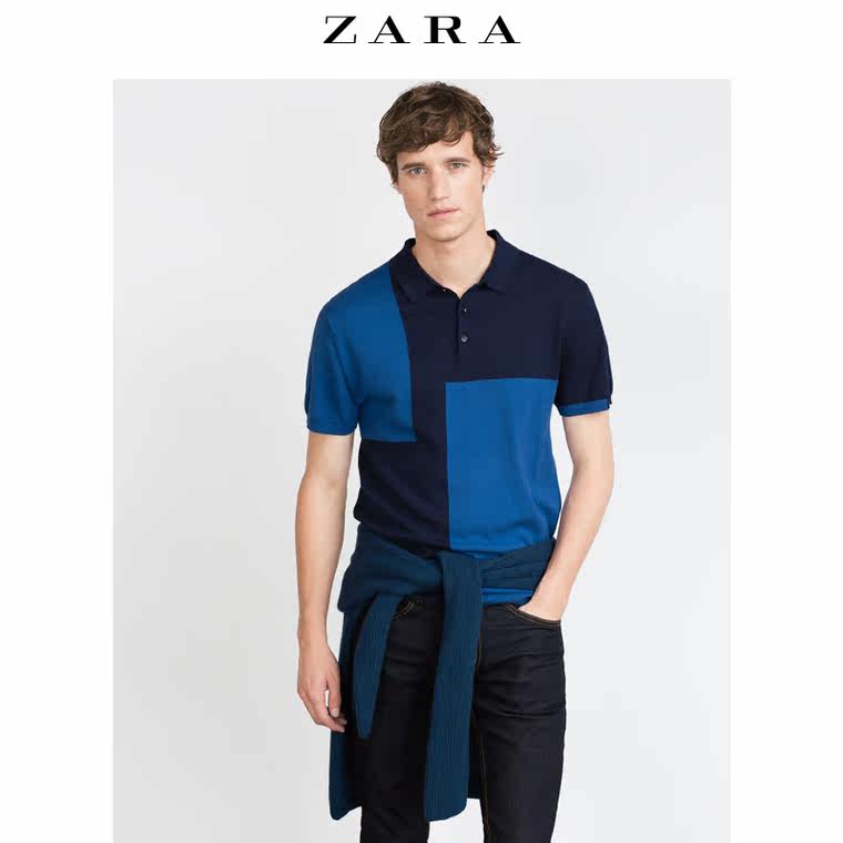 ZARA 男装 几何图形马球衫 05755308401