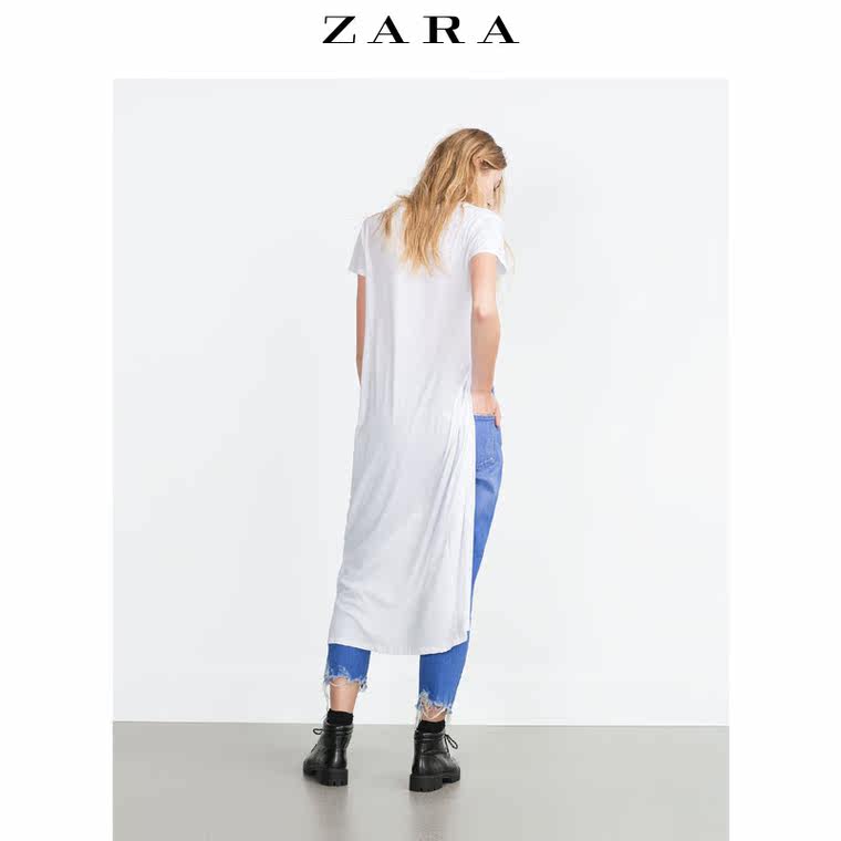 ZARA TRF 女装 前开衩 T 恤 05584276250