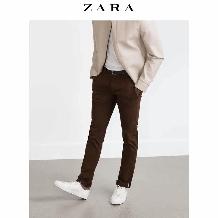 ZARA 男装 含腰带休闲裤 06861370700