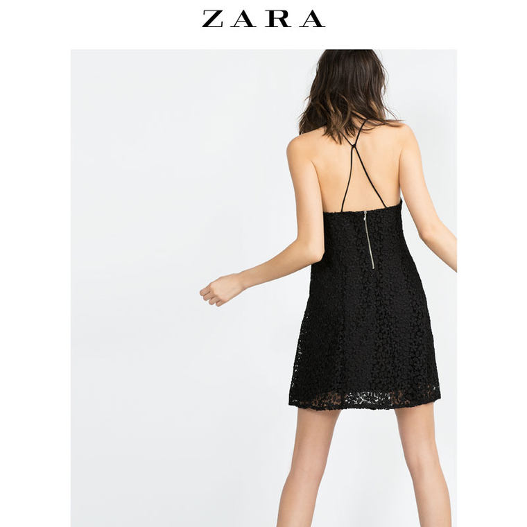 ZARA 女装 蕾丝装饰连身裙 01639163800