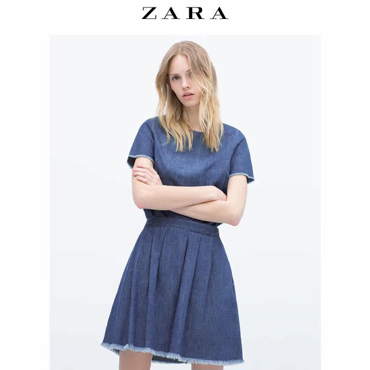 ZARA 女装 磨损下摆牛仔裙 05899158427