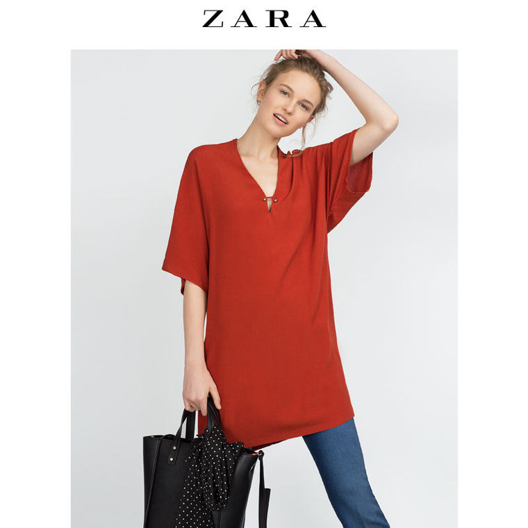 ZARA 女装 V 领长衫 01639164658