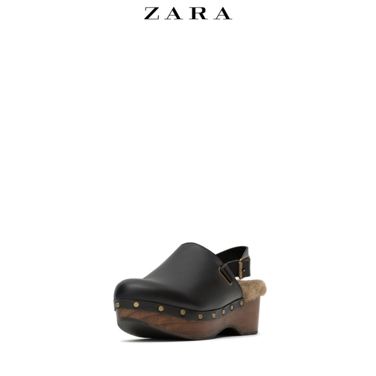 ZARA TRF 女鞋 皮质木底凉鞋 17283001040