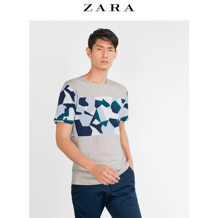 ZARA男装 几何军款 T 恤 00495303803