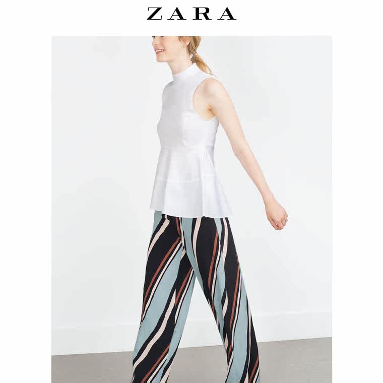 ZARA 女装 拼接长坂上衣 07642873250