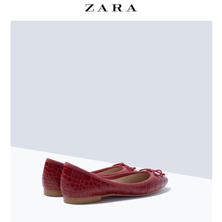 ZARA 女鞋 凸饰印花芭蕾舞鞋 16414001022