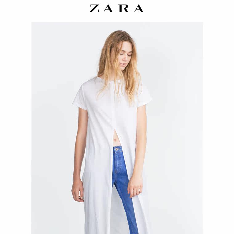 ZARA TRF 女装 前开衩 T 恤 05584276250