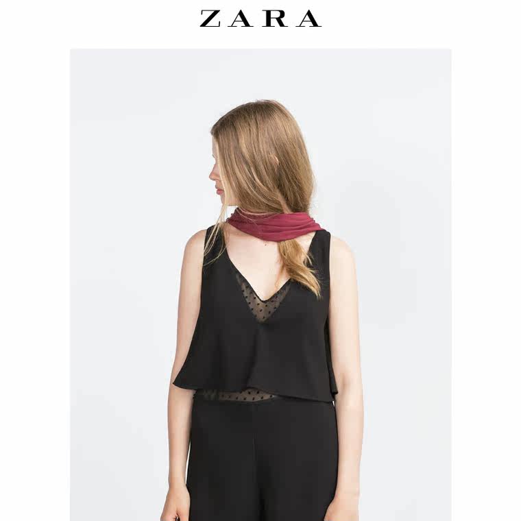 ZARA TRF 女装 薄花呢拼接连衫裤 04530254800