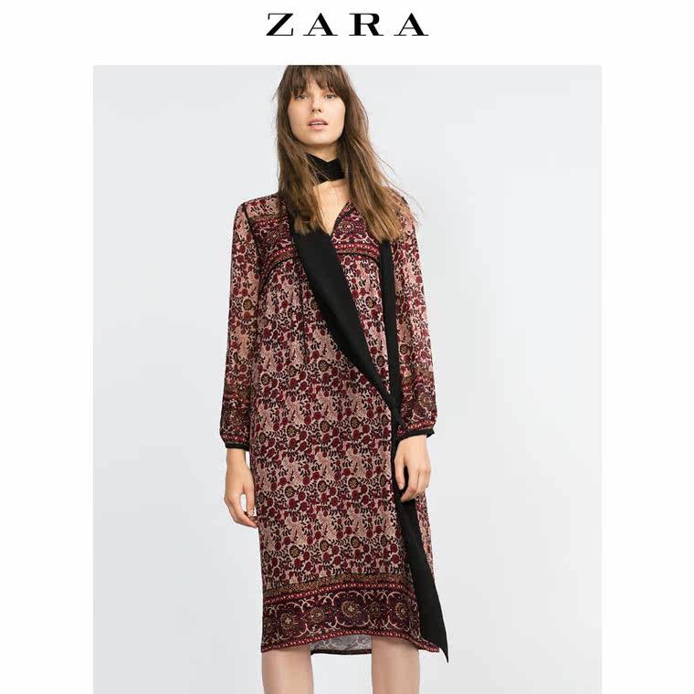 ZARA 女装 印花吊带连身裙 07521244600