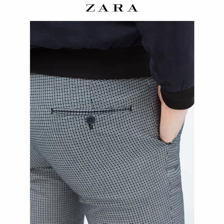 春夏折扣 ZARA 男装 双色纹理长裤 03164450401