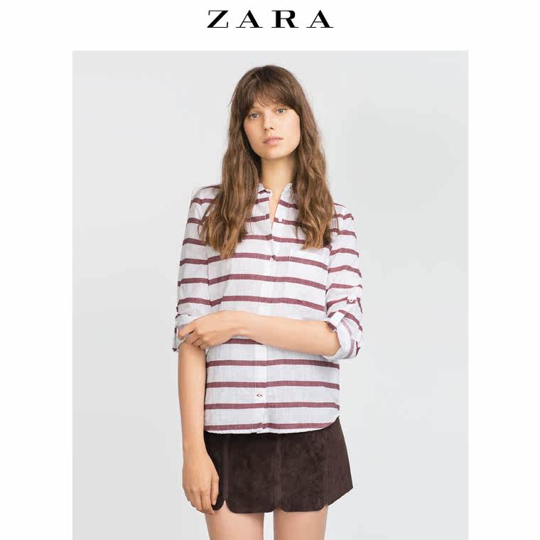 ZARA 女装 条纹衬衫 01821221068