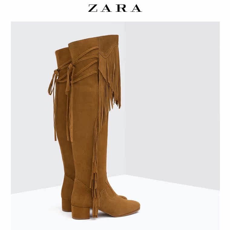 ZARA 女鞋 流苏皮靴 15050001105