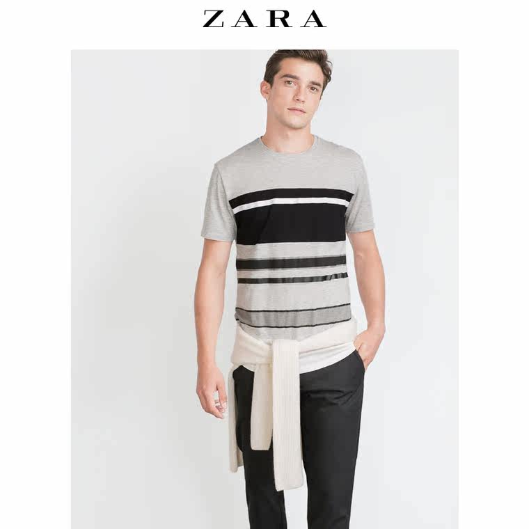 ZARA 男装 双面条纹 T 恤 00977303803