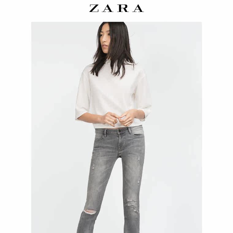 ZARA 女装 剪洞牛仔裤 06164166802