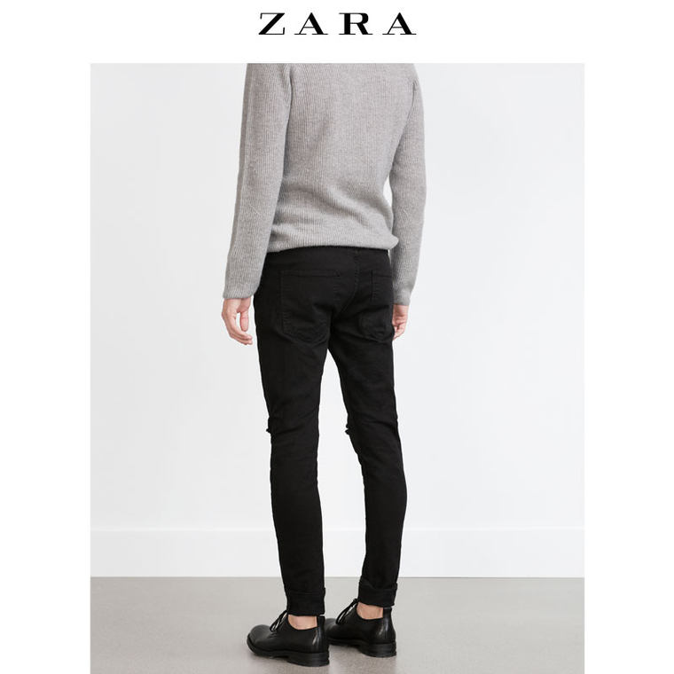 ZARA 男装 膝部破洞裤 06917365800