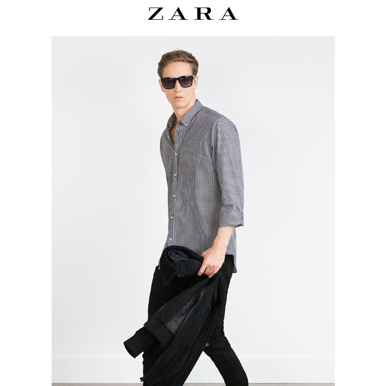 ZARA 男装 印花格纹衬衫 05632264800