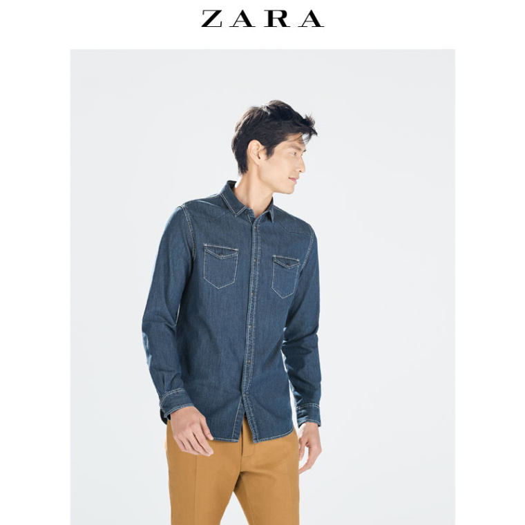 ZARA 男装 基本款牛仔衬衫 06096421407